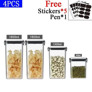 Stackable Plastic Food Storage Containers – Airtight Kitchen Jars