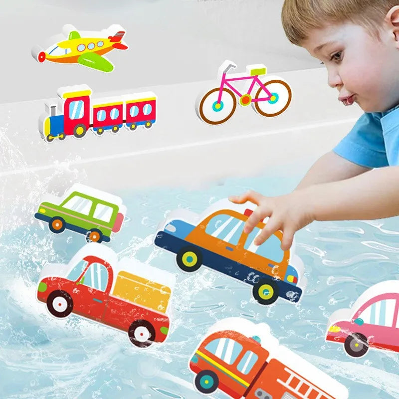Baby Bath Toys – Floating Foam Animals & Traffic Learning Set for Toddlers