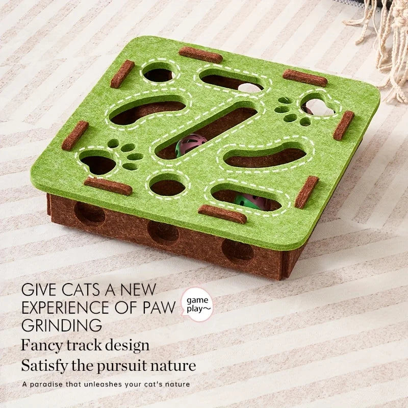 SEO Title: Interactive Cat Puzzle Toy Box – Felt Maze Tunnel with Bell Ball