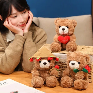 16–25cm Romantic Rose Bear Plush Toy – Cute Heart Gift