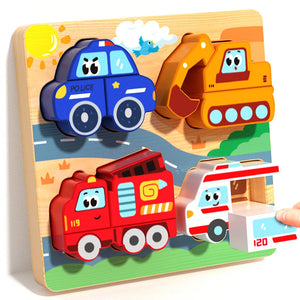4-in-1 Wooden 3D Animal Puzzle – Educational Learning Toy for Kids