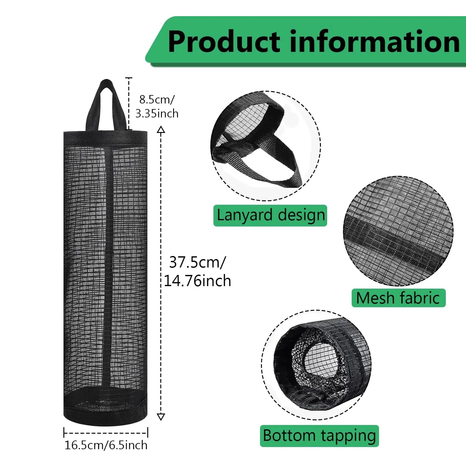 Wall-Mounted Plastic Bag Dispenser – Reusable Mesh Storage Organizer