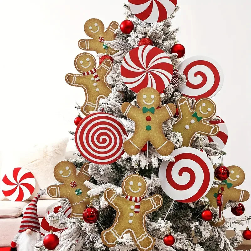 Red & White Peppermint Christmas Tree Toppers