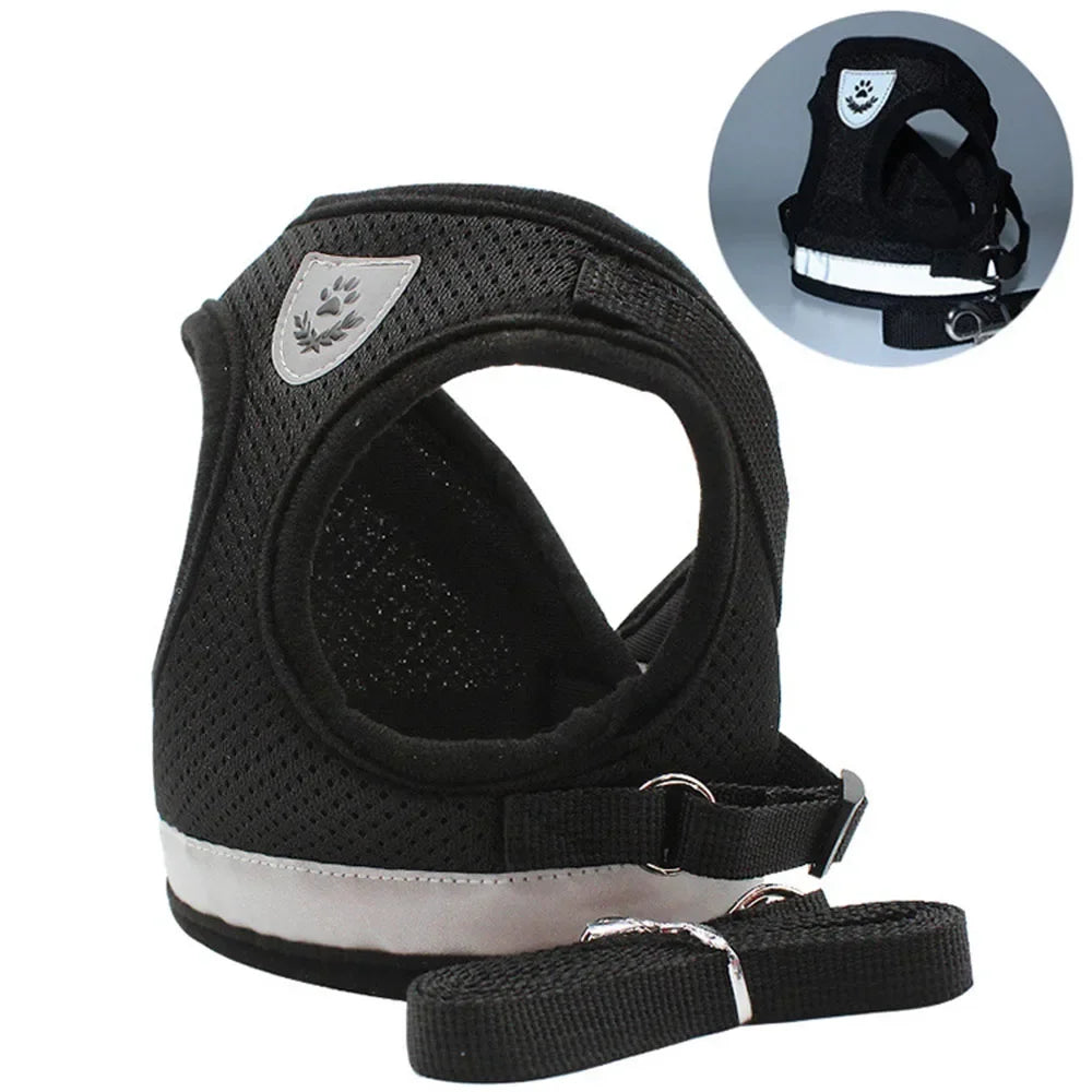 Adjustable Reflective Cat Harness & Leash Set – Escape-Proof Pet Vest