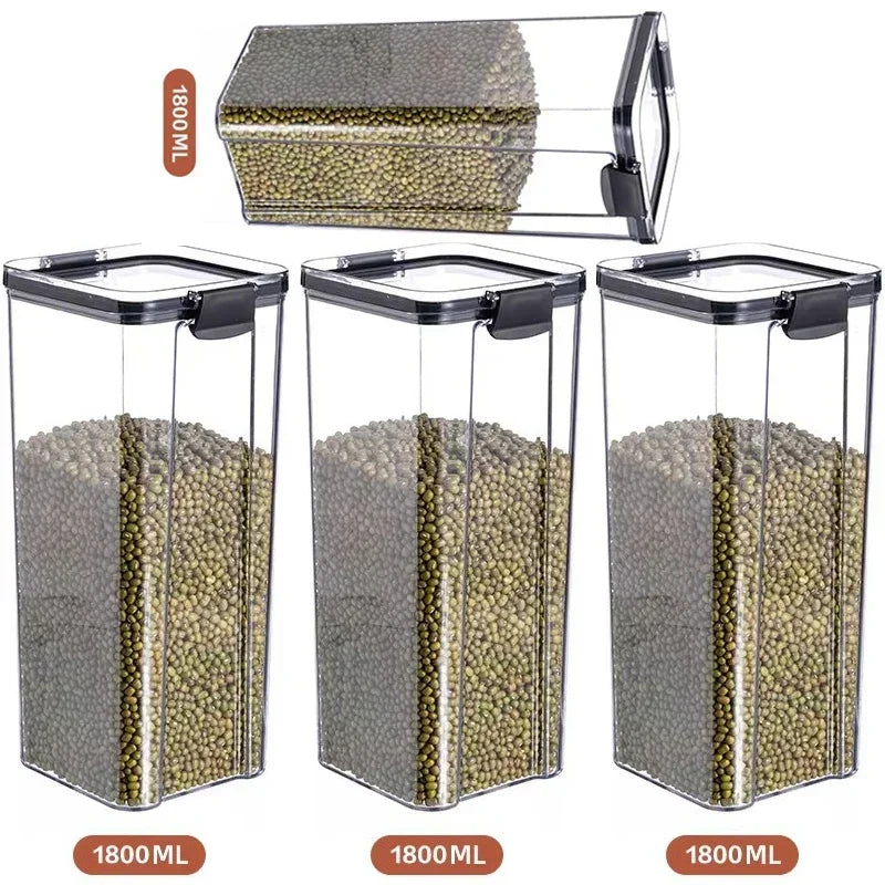 Stackable Plastic Food Storage Containers – Airtight Kitchen Jars
