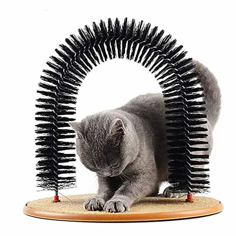 Interactive Cat Grooming Arch – Massage Brush & Scratching Pad Toy