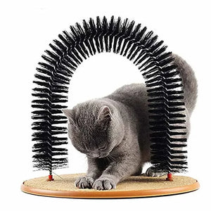 Interactive Cat Grooming Arch – Massage Brush & Scratching Pad Toy