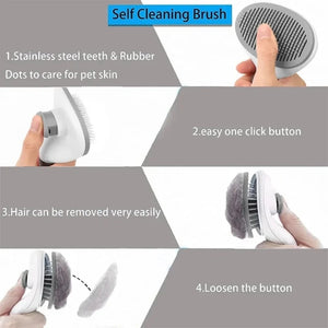 Self-Cleaning Pet Grooming Brush for Cats & Dogs