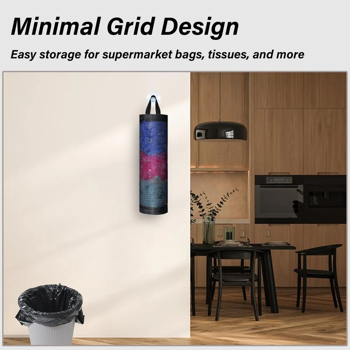 Wall-Mounted Plastic Bag Dispenser – Reusable Mesh Storage Organizer