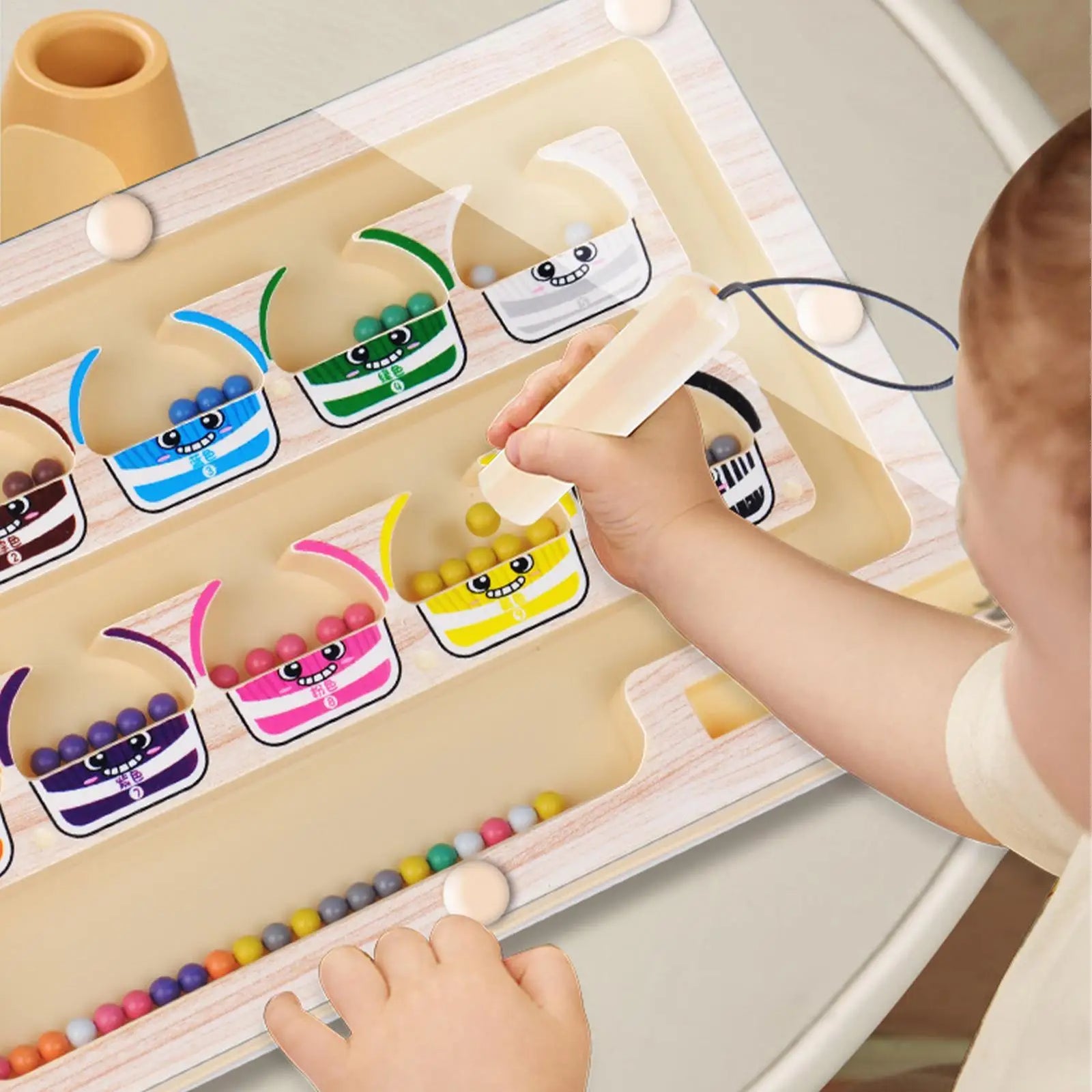 Montessori Magnetic Color Sorting Maze – Wooden Number Puzzle for Toddlers