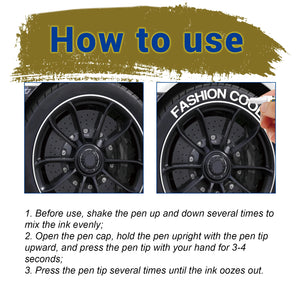 White Waterproof Tire Paint Marker Pen – Permanent Tyre Lettering
