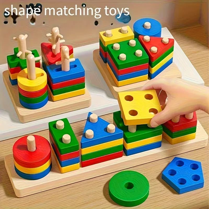 Montessori Wooden Geometry Puzzle Toy for Kids