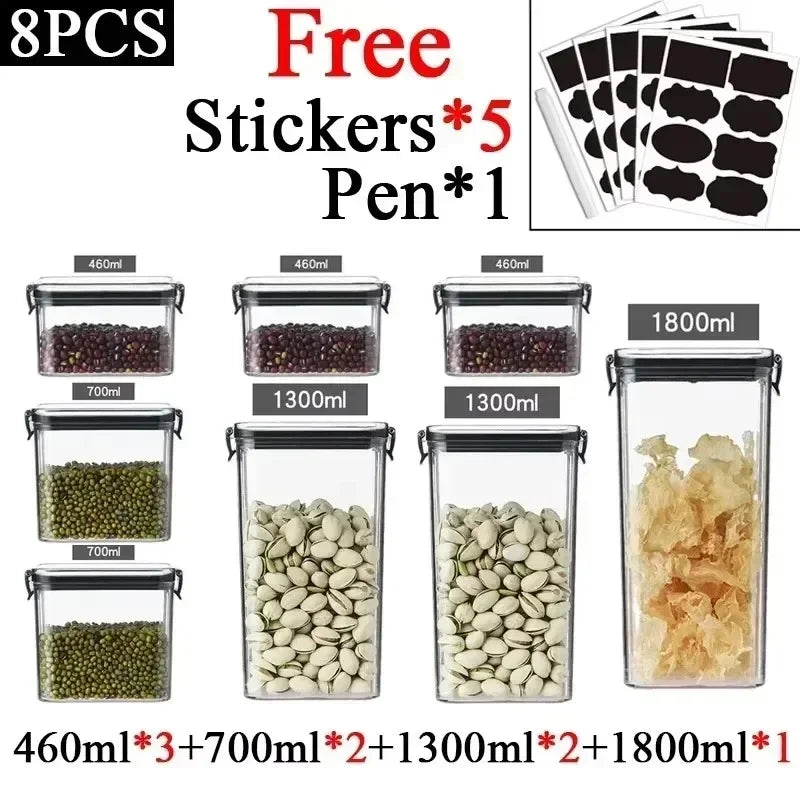 Stackable Plastic Food Storage Containers – Airtight Kitchen Jars
