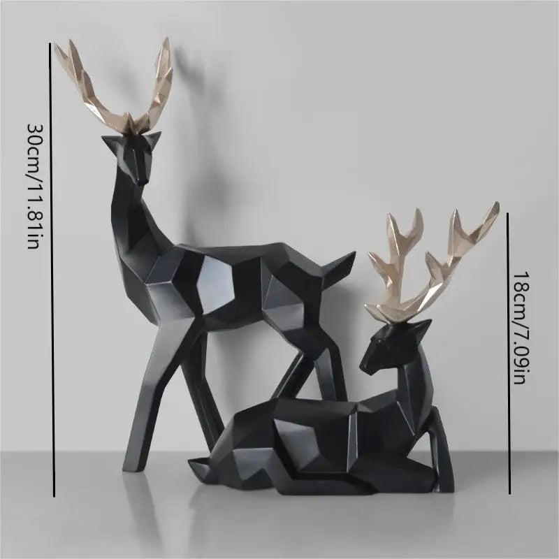 Geometric Resin Deer Ornament – European Style Home Decor