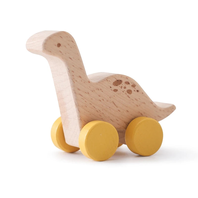 Dinosaur Cartoon Wooden Teether Toy for Babies – Montessori Sensory Car