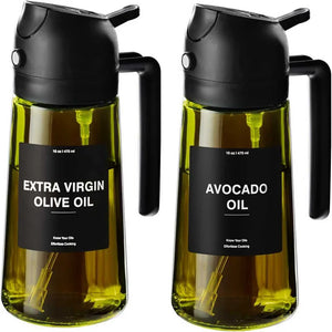 470ml Glass Oil Sprayer & Dispenser – 2-in-1 Cooking Bottle