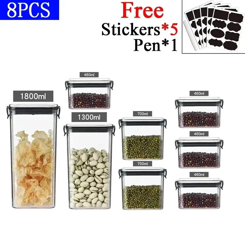 Stackable Plastic Food Storage Containers – Airtight Kitchen Jars