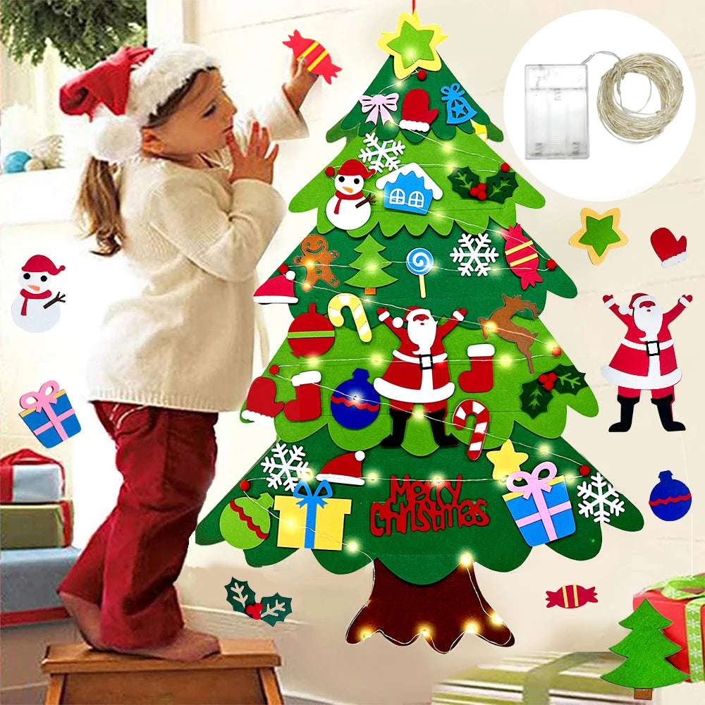 DIY Felt Christmas Tree Decoration, Santa Claus Ornaments & Kids Xmas Gifts