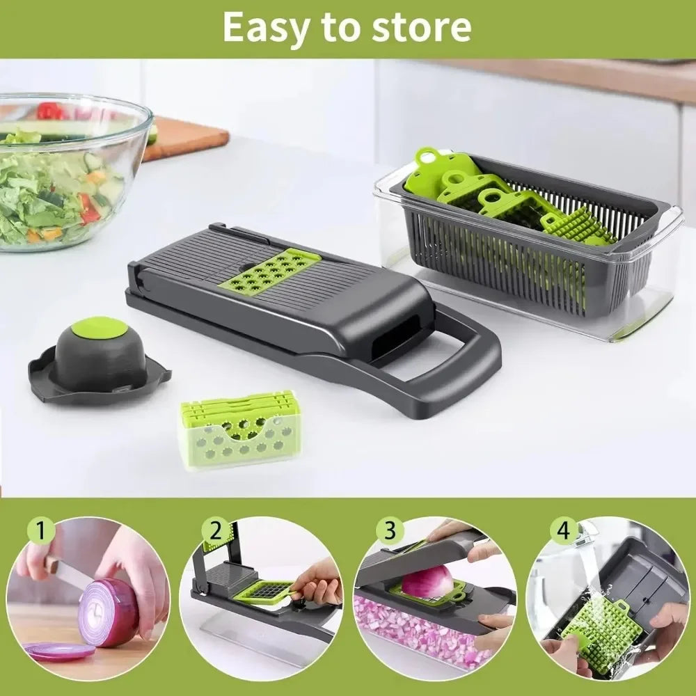14-in-1 Vegetable Chopper, Multifunctional Food Slicer and Dicer