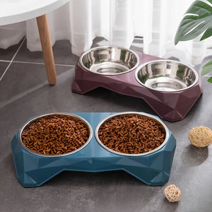 Stainless Steel Double Pet Bowl for Dogs & Cats – Non-Slip
