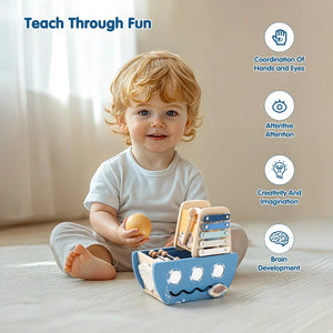 SEO Title: Montessori Wooden Ship Toy – Musical Sensory Learning Toy for Babies