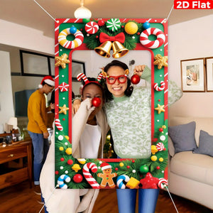 Christmas Photo Booth Decor, Merry Christmas Backdrop & Xmas Ornaments