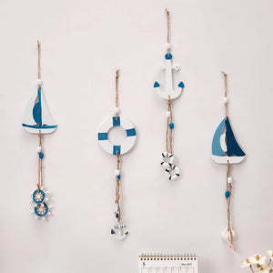 Mediterranean Wooden Lighthouse & Sailboat Wall Decor