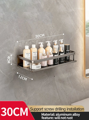 Wall-Mounted Aluminum Bathroom Rack – Space-Saving Storage Shelf