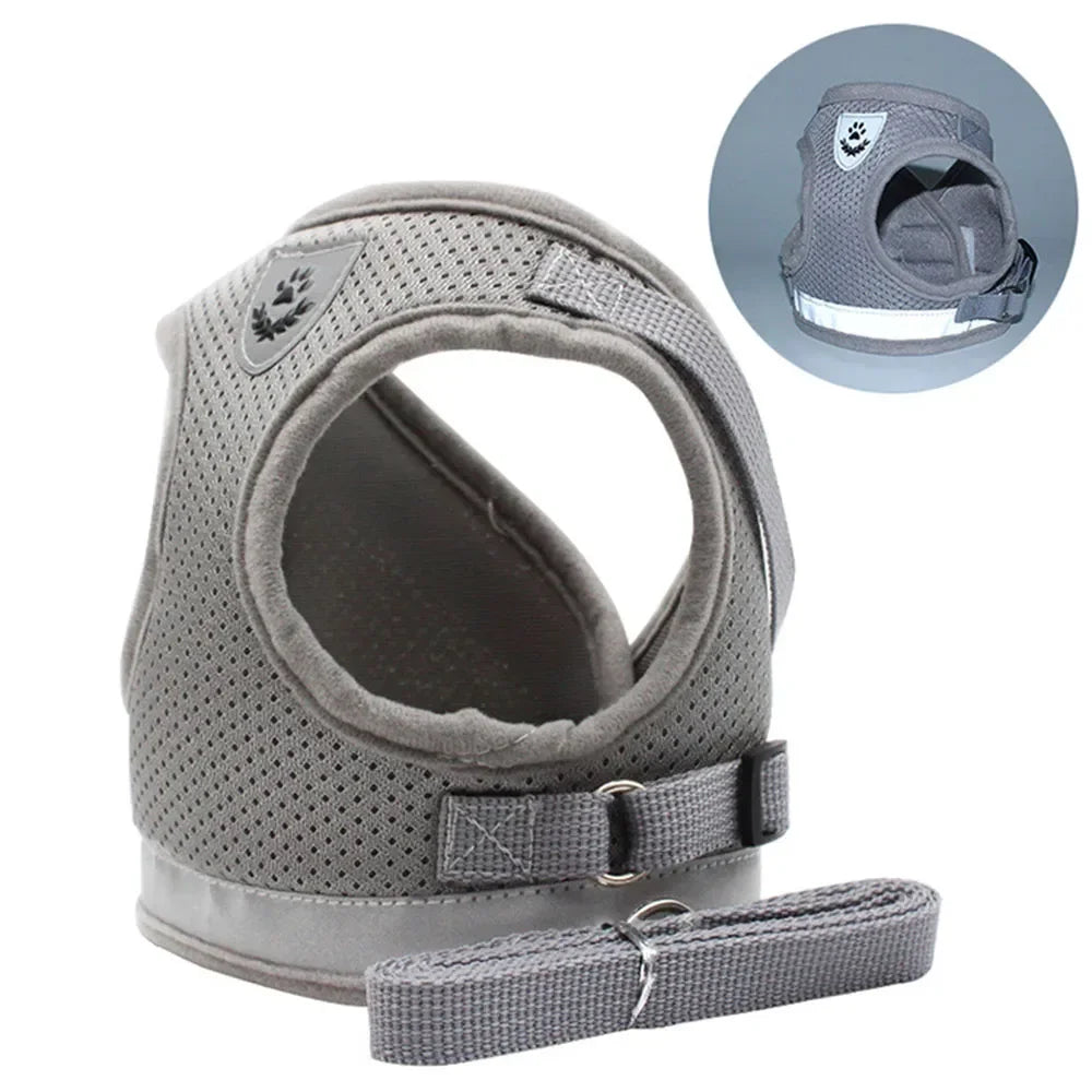 Adjustable Reflective Cat Harness & Leash Set – Escape-Proof Pet Vest