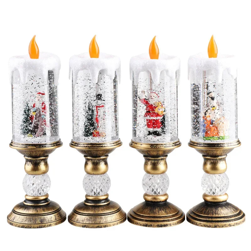 Christmas Crystal Snow LED Candles – Festive Holiday Decor