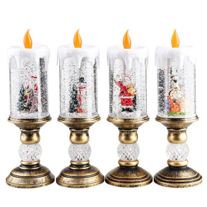 Christmas Crystal Snow LED Candles – Festive Holiday Decor