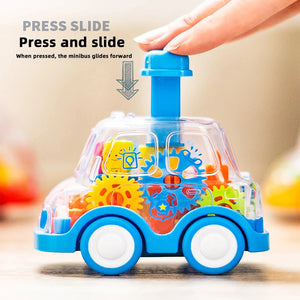 Baby Pull-Back Gear Car Toy | Cartoon Transparent Toy for Kids