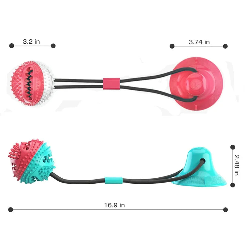 Interactive Dog Chew Ball Toy with Suction Cup & Teeth Cleaning