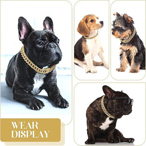 SEO Title: Luxury Gold Metal Chain Collar for Dogs & Cats | Pet Necklace