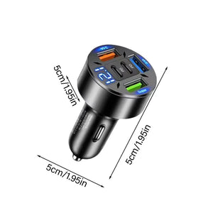 250W 5-Port Car Charger – PD QC3.0 Fast Charging USB-C Adapter for iPhone