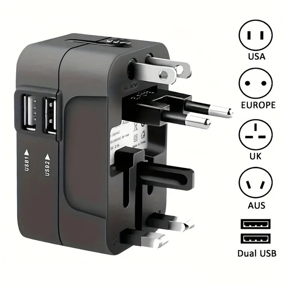 Universal Travel Adapter with Dual USB Ports – Worldwide Charger