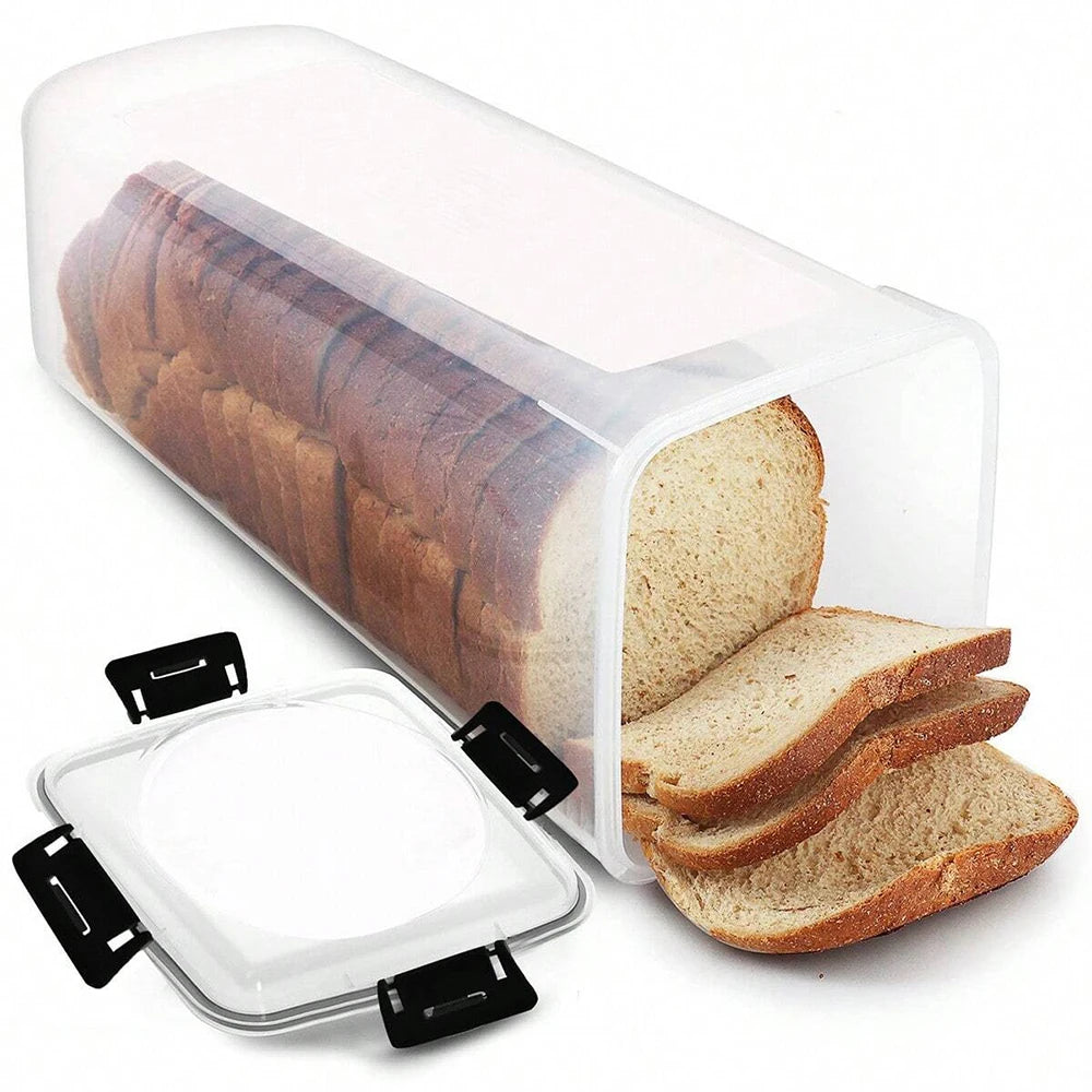 Airtight Bread Storage Container with Lid – Clear Bread Box