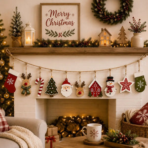 10-Piece Wooden Christmas Decor Set – Santa & Reindeer