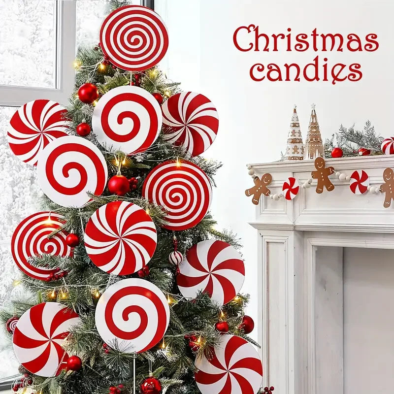 Red & White Peppermint Christmas Tree Toppers
