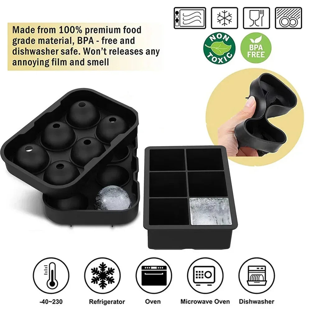 Silicone Ice Cube Tray with Lid – 4, 6 & 8 Grid Ice Maker