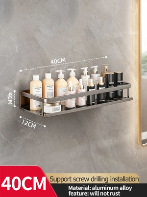 Wall-Mounted Aluminum Bathroom Rack – Space-Saving Storage Shelf