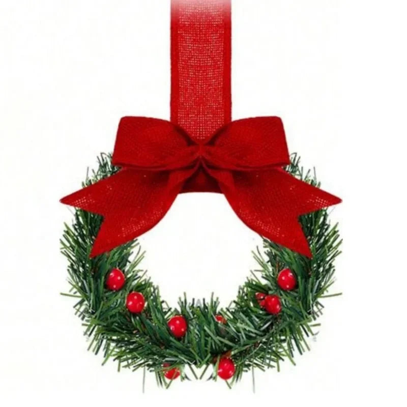4-Piece Mini Christmas Wreaths with Bows & Red Berries
