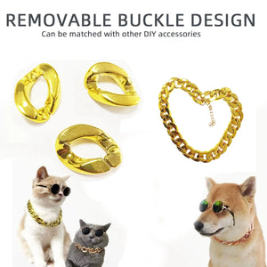 Premium Gold Chain Pet Collar – Adjustable Dog & Cat Necklace