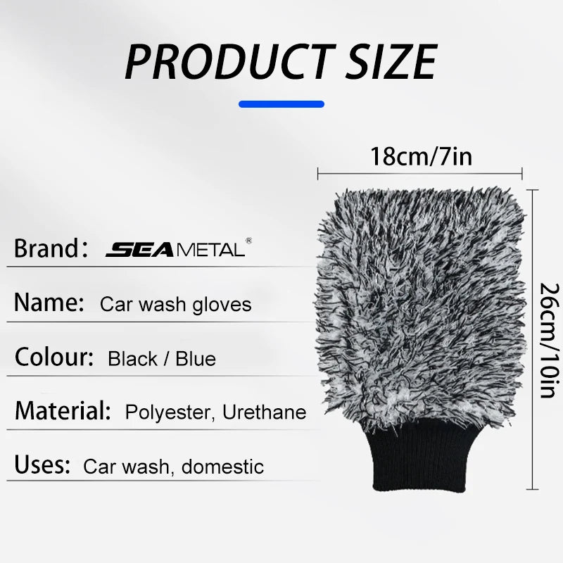SEAMETAL Microfiber Car Wash Mitt – Chenille Cleaning Glove