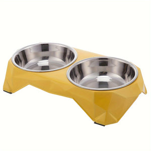 Stainless Steel Double Pet Bowl for Dogs & Cats – Non-Slip