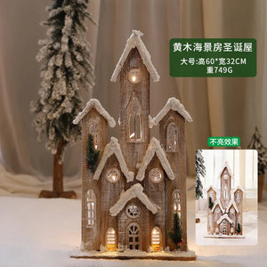 Glowing Wooden Christmas House Decor