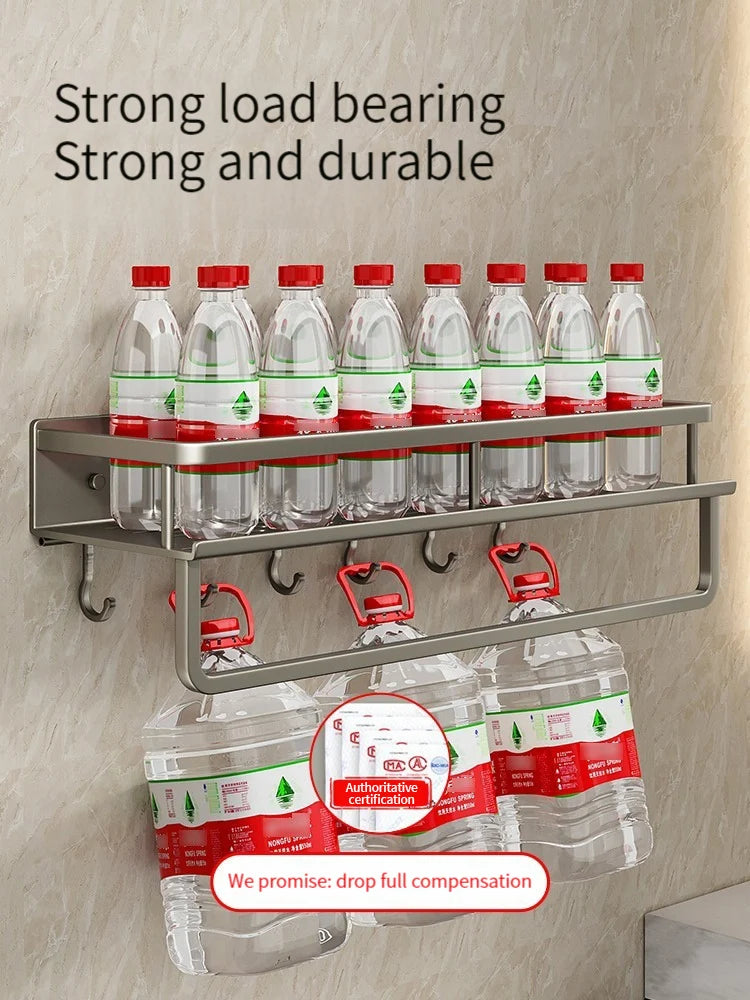 Wall-Mounted Aluminum Bathroom Rack – Space-Saving Storage Shelf