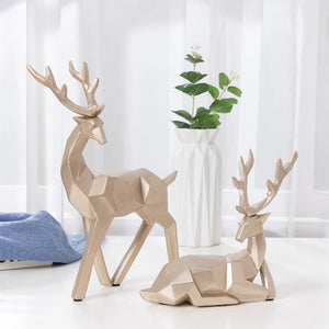 Geometric Resin Deer Ornament – European Style Home Decor