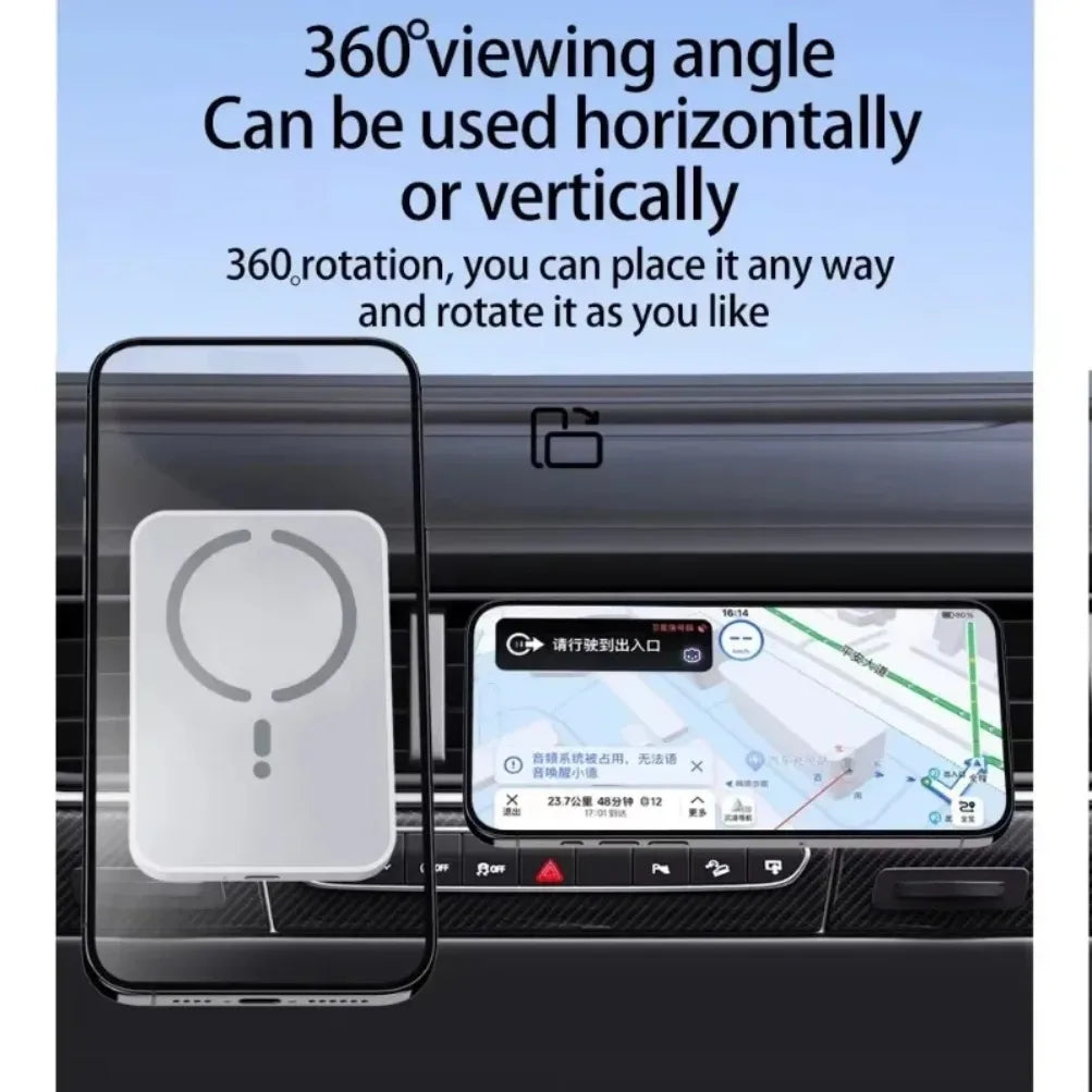 MagSafe Car Phone Holder with Wireless Charger – Magnetic Air Vent Mount
