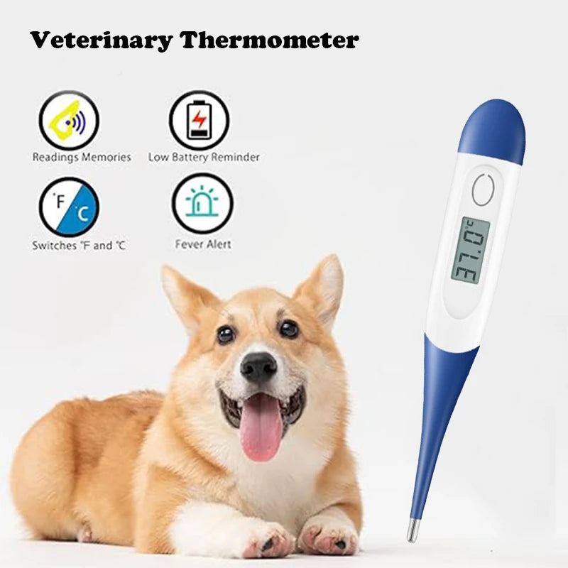Veterinary Medical Digital Clinical Thermometer Reusable with Flexible Tip for Poultry Houses and Clinic Diagnosis for Pet Use